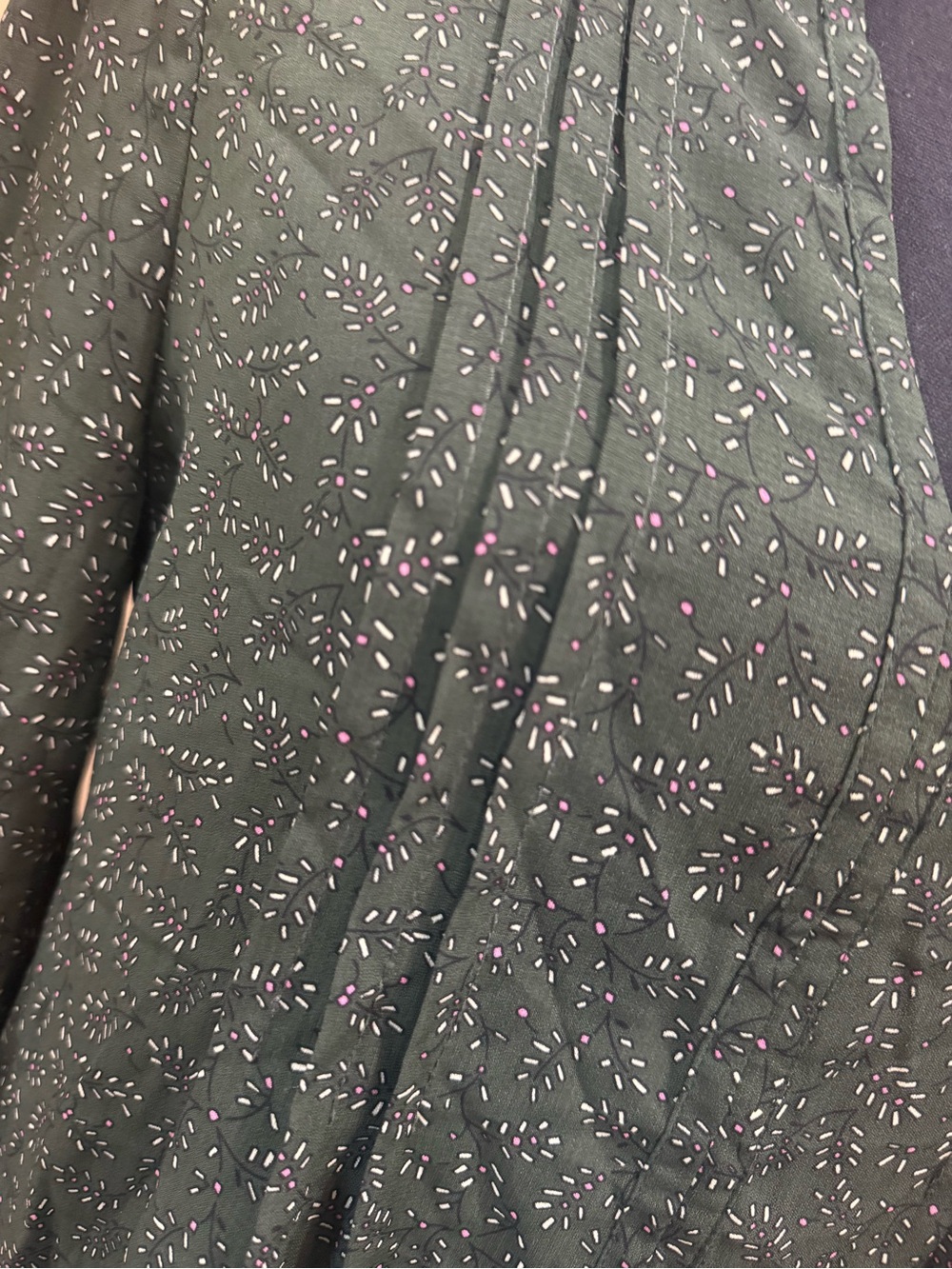 fun 2 fun Dark Green Blouse with Pink and White Dot Print